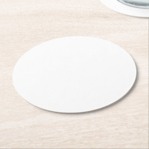 Simply White Solid Colour Personalize It Custom Round Paper Coaster