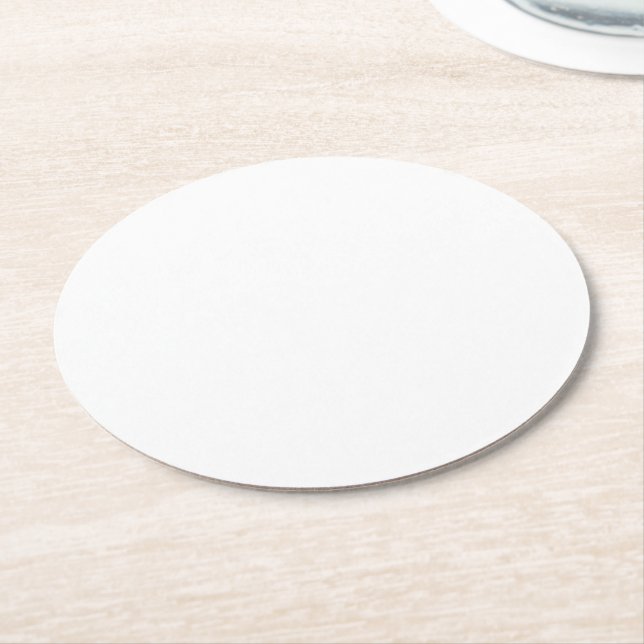 Simply White Solid Colour Personalize It Custom Round Paper Coaster (Angled)