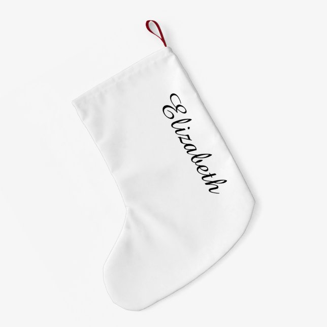 Simply White Solid Colour Personalize It Custom Small Christmas Stocking (Back (Hanging))