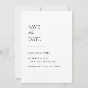Simply White Typography Modern Save The Date