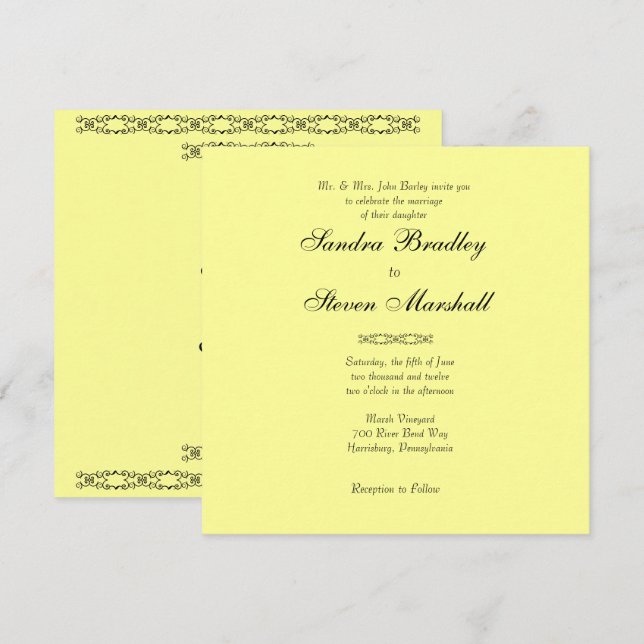 Simply Yellow Wedding Invitation (Front/Back)