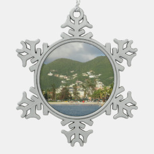 Simpson Bay St. Maarten Snowflake Pewter Christmas Ornament