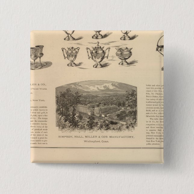 Simpson, Hall, Miller and Traveller's Company 2 Inch Square Button (Front)