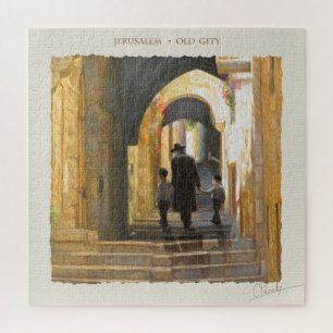 Simta Jerusalem Old City Israel Oil Painting ART Jigsaw Puzzle