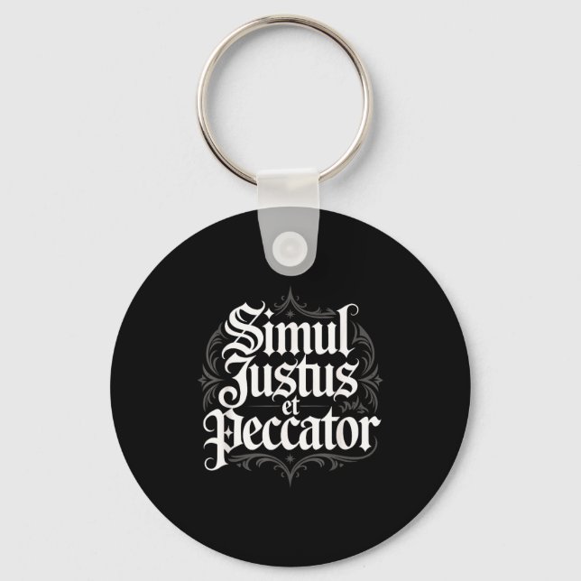 Simul Justus Et Peccator For Reformed Christian  Keychain (Front)