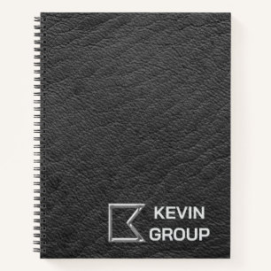 Simulated Black Leather Business Logo Notebook