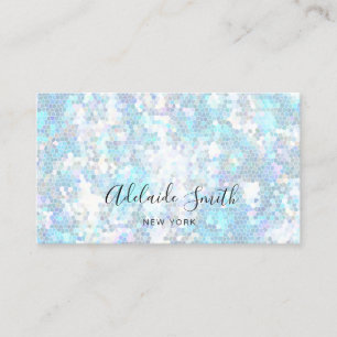 simulated blue glitter mosaic business card