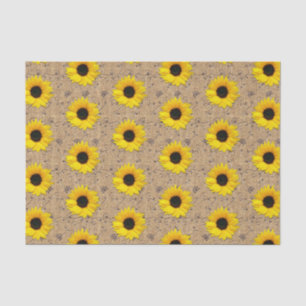 Simulated Burlap Lace Yellow Sunflower Rustic Tissue Paper