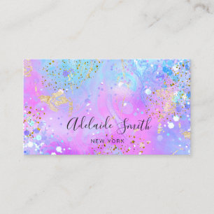 simulated chunky glitter purple design business card