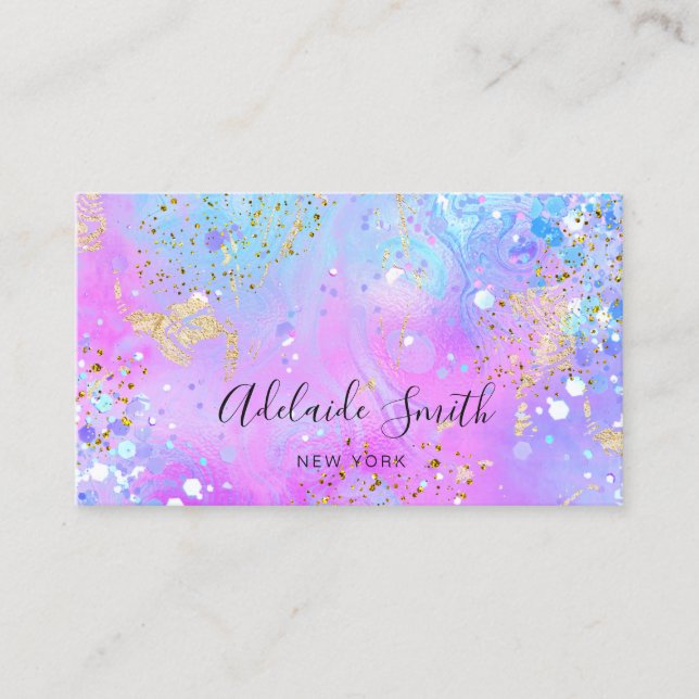 simulated chunky glitter purple design business card (Front)