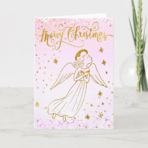 simulated foil angel Merry Christmas card