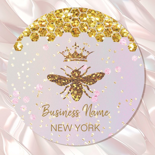 simulated glitter bee  classic round sticker (Creator Uploaded)