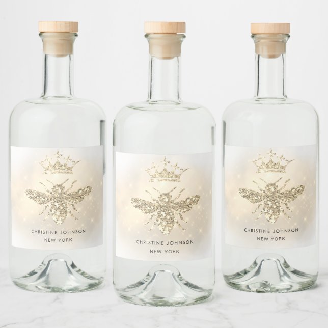 simulated glitter bee  liquor bottle label (Bottles)