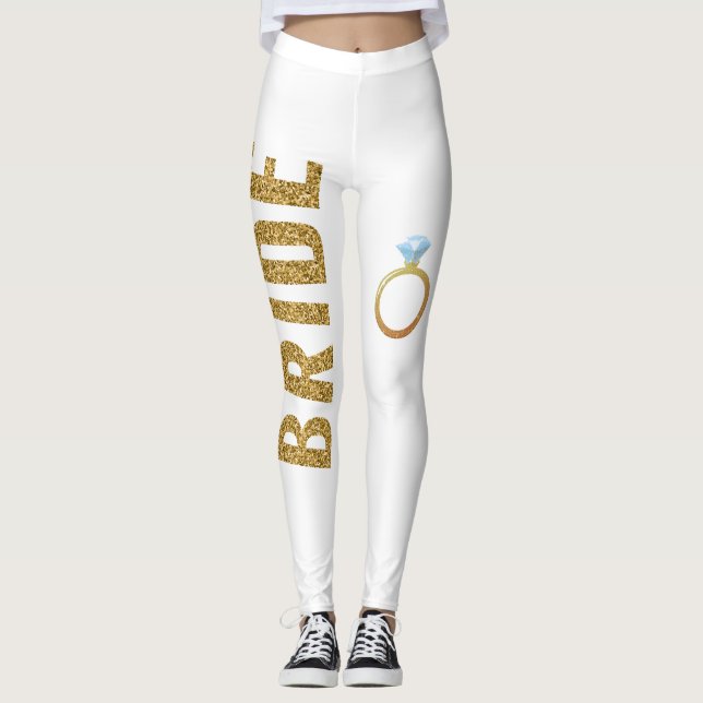 Simulated Glitter BRIDE leggings with Ring (Front)