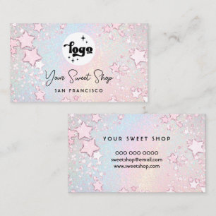 simulated glitter delicate pastel rainbow  business card
