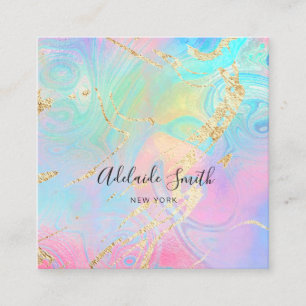 simulated glitter details FAUX iridescence Square Business Card