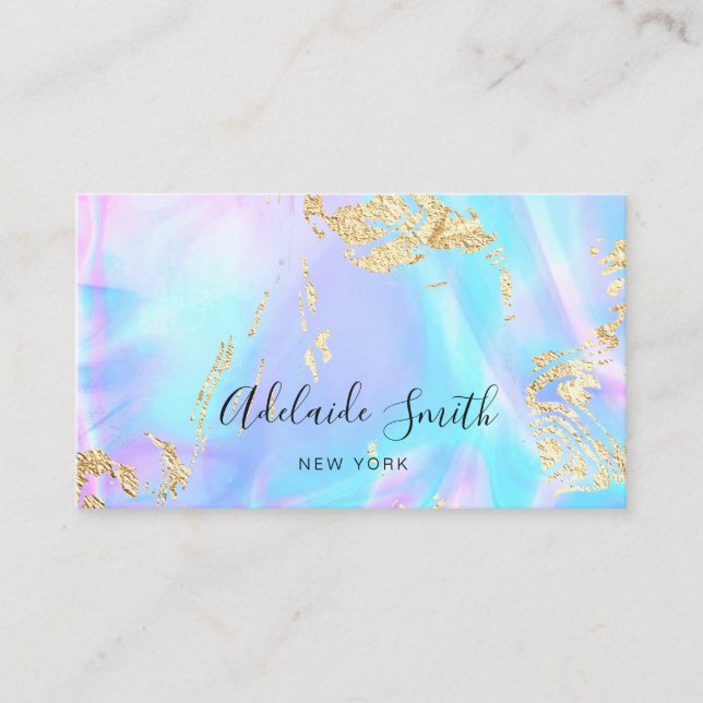 simulated glitter FAUX holographic pastel Business Card (Front)