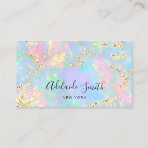 simulated glitter on faux iridescent opal business card