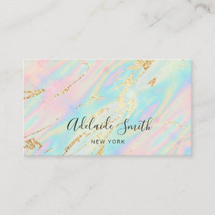 simulated glitter on faux iridescent pastel colour business card