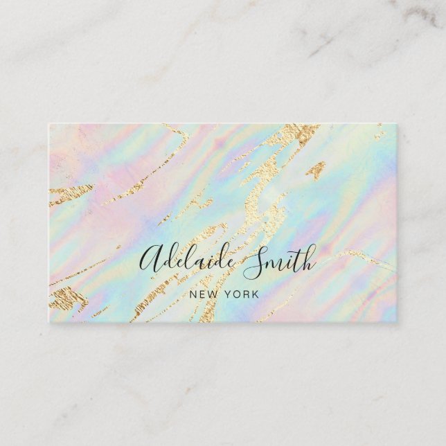 simulated glitter on faux iridescent pastel colour business card (Front)