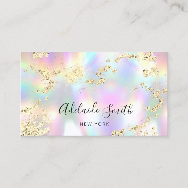 simulated glitter on faux iridescent texture business card (Front)