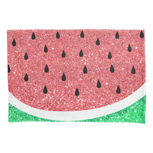 simulated glitter watermelon slice pillowcase (Front)