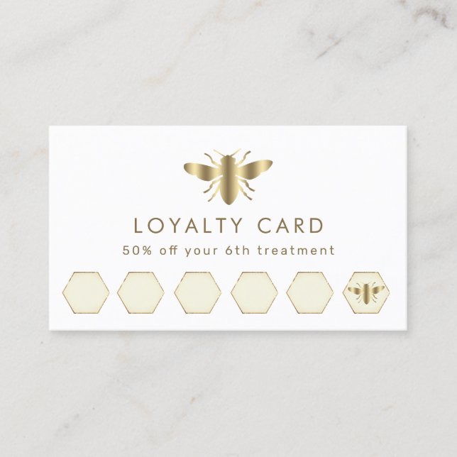 simulated gold foil bee loyalty card (Front)