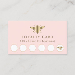simulated gold foil bee on pink loyalty card