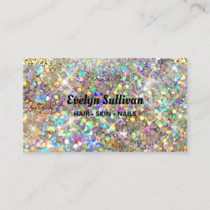 Simulated gold glitter business card