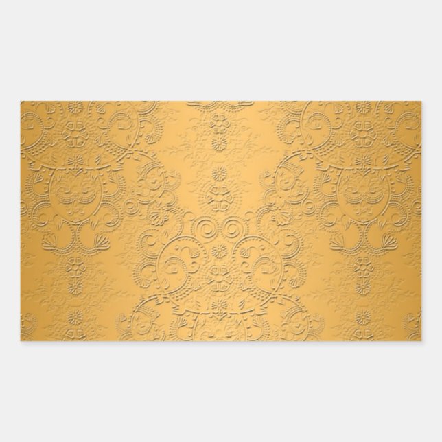 Simulated Gold with Embossed Ornate Design Sticker (Front)