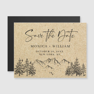 Simulated Kraft Paper Save the Date Magnetic Card
