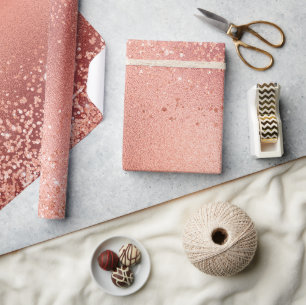 Simulated Rose Gold Foil And Glitter Texture Wrapping Paper