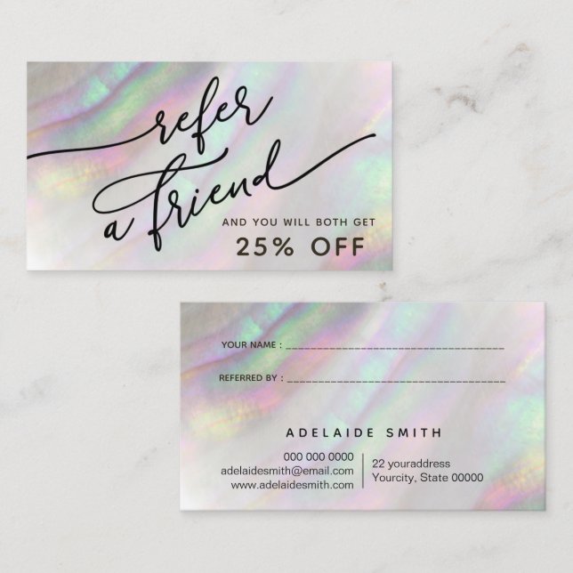 simulated shell referral card (Front/Back)