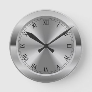 Simulated Silver  Round Clock