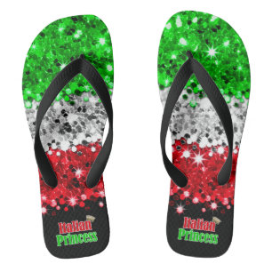 Simulated Sparkly Glitter Italian Princess Flip Flops