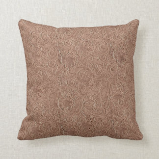 Simulated Tooled Leather Designer Throw Pillows