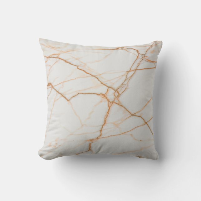Simulated White / Brown Marble Throw Pillow (Front)