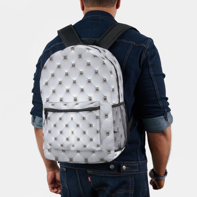 Simulated White Tufted Gold Studs Backpack (Insitu (Model))