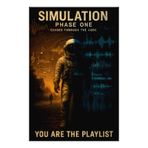 Simulation Phase One Poster - Glitch Astronaut Art