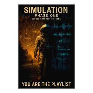 Simulation Phase One Poster - Glitch Astronaut Art