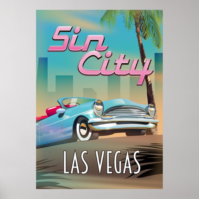 Sin city Las Vegas travel poster (Front)