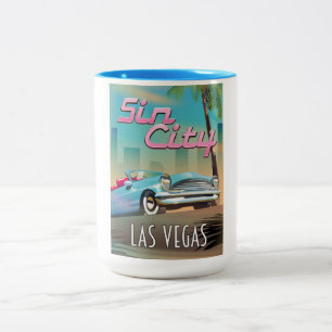 Sin city Las Vegas travel poster Two-Tone Coffee Mug