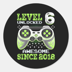 Since 2018 Funny Video Game 6th Birthday Classic Round Sticker