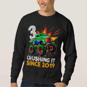 Since 2019 Kids 3th Birthday 3 Years Old Monster T Sweatshirt