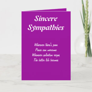 Sincere sympathy greeting cards