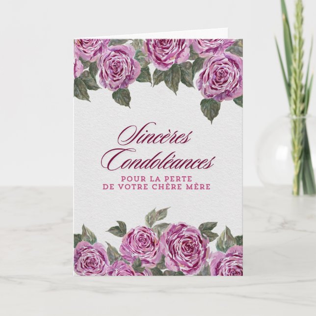 Sincères condoléances – Perte de votre chère mère Card (Front)