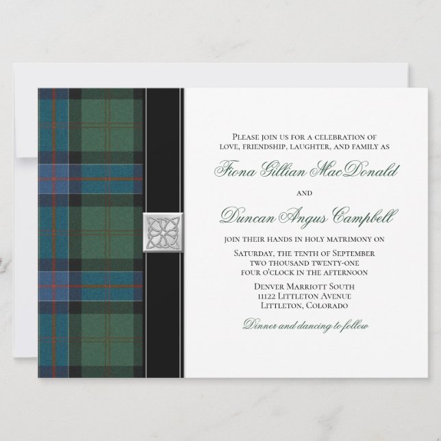 Sinclair Ancient Hunting Tartan Wedding Invitation (Front)