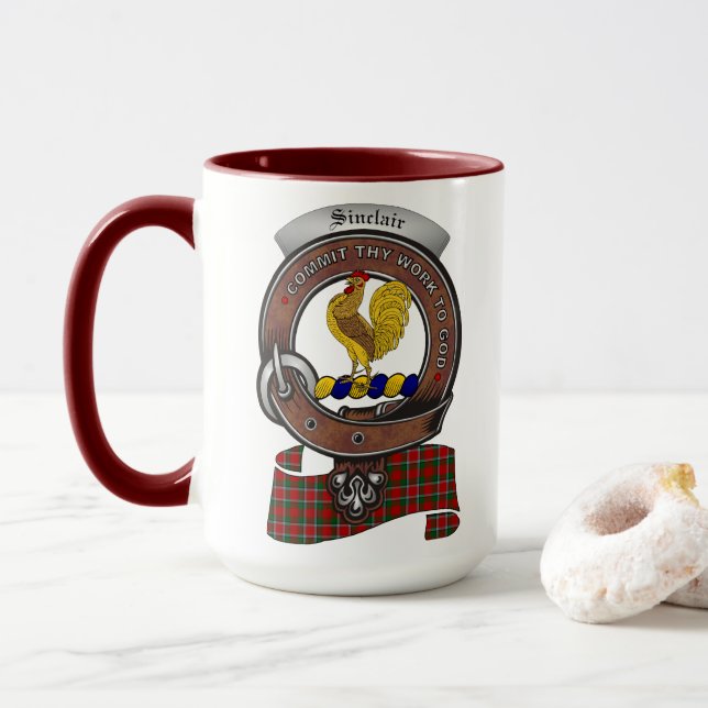 Sinclair Clan Badge Combo 15oz Mug (With Donut)