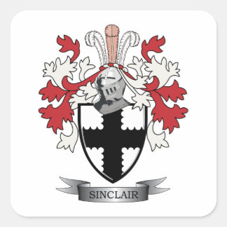 Sinclair Family Crest Coat of Arms Square Sticker