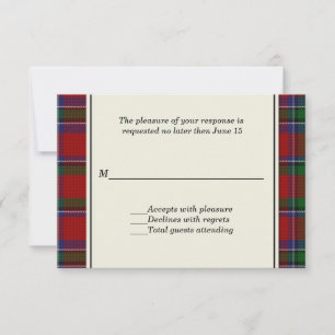 Sinclair Plaid Custom Wedding RSVP Card
